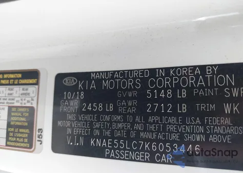 2019 Kia Stinger Gt2 z USA, uszkodzony, nr VIN KNAE55LC7K6053446